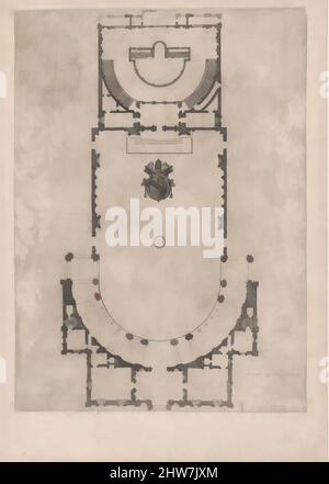 Art inspired by Speculum Romanae Magnificentiae: Ground plan of a building with the arms of Pope Julius III engraved at the center, 16th century, Engraving, sheet: 18 7/8 x 13 3/8 in. (48 x 33.9 cm), Prints, Anonymous, Classic works modernized by Artotop with a splash of modernity. Shapes, color and value, eye-catching visual impact on art. Emotions through freedom of artworks in a contemporary way. A timeless message pursuing a wildly creative new direction. Artists turning to the digital medium and creating the Artotop NFT Stock Photo