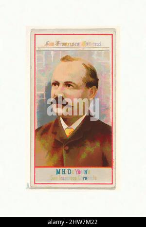 Art inspired by M.H. de Young, San Francisco Chronicle, from the American Editors series (N1) for Allen & Ginter Cigarettes Brands, 1887, Commercial color lithograph, Sheet: 2 3/4 x 1 1/2 in. (7 x 3.8 cm), Trade cards from the 'American Editors' series (N1), issued in 1887 in a series, Classic works modernized by Artotop with a splash of modernity. Shapes, color and value, eye-catching visual impact on art. Emotions through freedom of artworks in a contemporary way. A timeless message pursuing a wildly creative new direction. Artists turning to the digital medium and creating the Artotop NFT Stock Photo