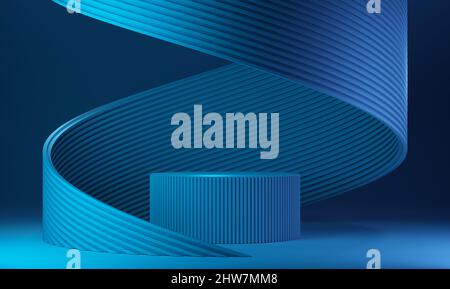 Dark blue 3D rendering product display background simple, minimal ...