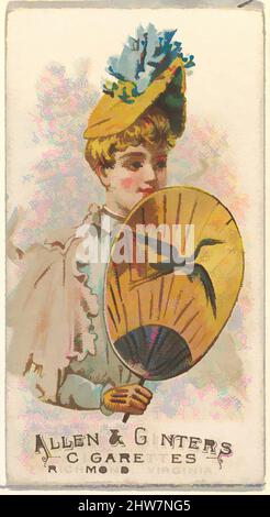 Art inspired by Plate 36, from the Fans of the Period series (N7) for Allen & Ginter Cigarettes Brands, 1889, Commercial color lithograph, Sheet: 2 3/4 x 1 1/2 in. (7 x 3.8 cm), Trade cards from the 'Fans of the Period' series (N7), issued in 1889 in a series of 50 cards to promote, Classic works modernized by Artotop with a splash of modernity. Shapes, color and value, eye-catching visual impact on art. Emotions through freedom of artworks in a contemporary way. A timeless message pursuing a wildly creative new direction. Artists turning to the digital medium and creating the Artotop NFT Stock Photo