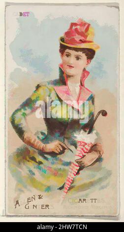 Art inspired by Cadet, from the Parasol Drills series (N18) for Allen & Ginter Cigarettes Brands, 1888, Commercial color lithograph, Sheet: 2 3/4 x 1 1/2 in. (7 x 3.8 cm), Trade cards from the 'Parasol Drill' series (N18), issued in 1888 in a set of 50 cards to promote Allen & Ginter, Classic works modernized by Artotop with a splash of modernity. Shapes, color and value, eye-catching visual impact on art. Emotions through freedom of artworks in a contemporary way. A timeless message pursuing a wildly creative new direction. Artists turning to the digital medium and creating the Artotop NFT Stock Photo