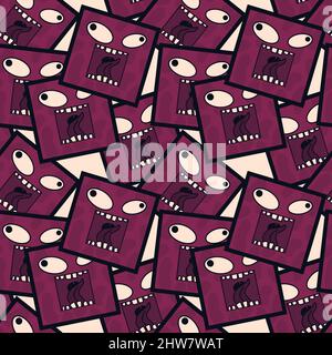 Kids seamless cute monster alien pattern for fabrics and packaging and gifts and cards and linens and wrapping paper Stock Photo