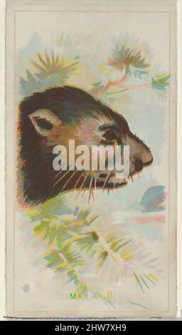 Art inspired by Tasmanian Devil, from the Wild Animals of the World series (N25) for Allen & Ginter Cigarettes, 1888, Commercial color lithograph, Sheet: 2 3/4 x 1 1/2 in. (7 x 3.8 cm), Trade cards from the 'Wild Animals of the World' series (N25), issued in 1888 in a set of 50 cards, Classic works modernized by Artotop with a splash of modernity. Shapes, color and value, eye-catching visual impact on art. Emotions through freedom of artworks in a contemporary way. A timeless message pursuing a wildly creative new direction. Artists turning to the digital medium and creating the Artotop NFT Stock Photo