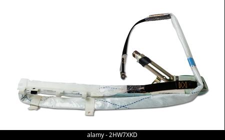 Spare part and interior element from a car side roof airbag in the door on a white isolated background. Auto service industry. Stock Photo