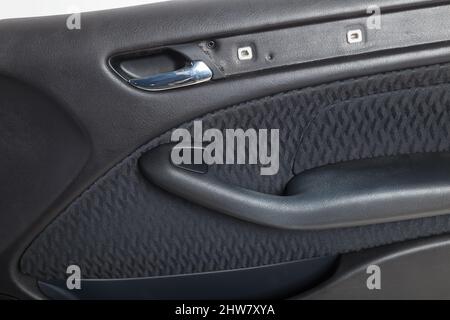Car Door Trim with Black Leather Upholstery on a White Isolated Background  for Repair and Replacement in a Car Service. Spare Stock Photo - Image of  black, equipment: 215675088