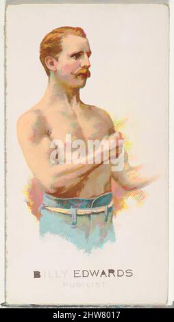 Art inspired by Billy Edwards, Pugilist, from World's Champions, Series 2 (N29) for Allen & Ginter Cigarettes, 1888, Commercial color lithograph, Sheet: 2 3/4 x 1 1/2 in. (7 x 3.8 cm), Trade cards from 'World's Champions,' Series 2 (N29), issued in 1888 in a set of 50 cards to promote, Classic works modernized by Artotop with a splash of modernity. Shapes, color and value, eye-catching visual impact on art. Emotions through freedom of artworks in a contemporary way. A timeless message pursuing a wildly creative new direction. Artists turning to the digital medium and creating the Artotop NFT Stock Photo