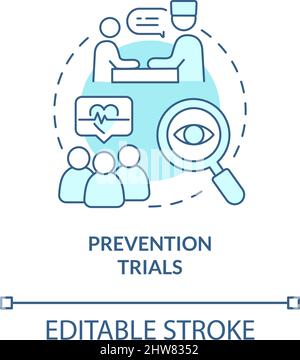 Prevention trials turquoise concept icon Stock Vector