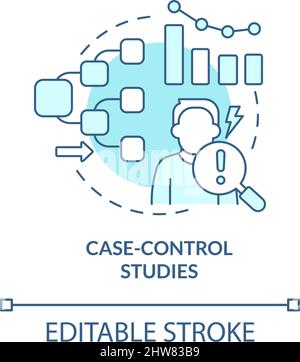 Case-control studies turquoise concept icon Stock Vector