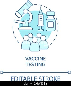 Vaccine testing turquoise concept icon Stock Vector