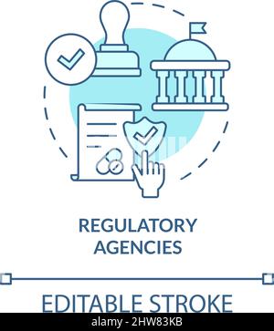 Regulatory agencies turquoise concept icon Stock Vector