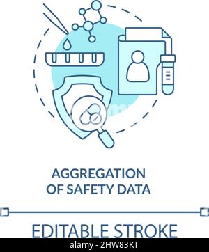 Aggregation of safety data turquoise concept icon Stock Vector