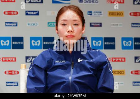Tokyo, Japan. 4th Mar, 2022. Japanese athlete Mao Ichiyama attends a news conference for the Tokyo Marathon 2021 at Keio Plaza Hotel. The sports competition will be held on March 6 and televised in 160 countries and territories worldwide. (Credit Image: © Rodrigo Reyes Marin/ZUMA Press Wire) Credit: ZUMA Press, Inc./Alamy Live News Stock Photo
