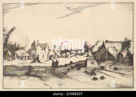 Art inspired by Village Road from Regiunculae et Villae Aliquot Ducatus Brabantiae, ca. 1610, Etching, Plate: 4 1/16 x 6 3/16 in. (10.3 x 15.7 cm), Prints, Claes Jansz. Visscher (Dutch, Amsterdam 1586–1652 Amsterdam), After The Master of the Small Landscapes (Netherlandish, 16th century, Classic works modernized by Artotop with a splash of modernity. Shapes, color and value, eye-catching visual impact on art. Emotions through freedom of artworks in a contemporary way. A timeless message pursuing a wildly creative new direction. Artists turning to the digital medium and creating the Artotop NFT Stock Photo