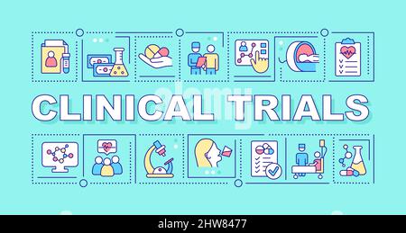 Clinical trials word concepts blue banner Stock Vector