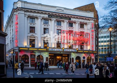 The Mousetrap, the world's longest running play at the St Martin's Theatre in London's West End, running continuously since 1952 Stock Photo