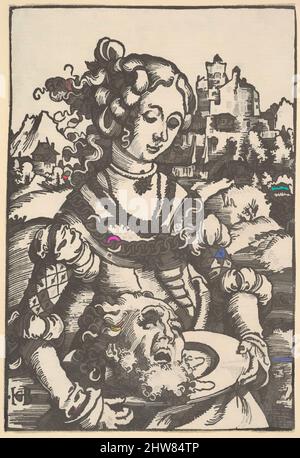 Art inspired by Salome with the Head of St. John the Baptist, ca. 1511, Woodcut, Sheet: 5 1/16 × 3 3/8 in. (12.9 × 8.6 cm), Prints, Hans Baldung (called Hans Baldung Grien) (German, Schwäbisch Gmünd (?) 1484/85–1545 Strasbourg (Strassburg, Classic works modernized by Artotop with a splash of modernity. Shapes, color and value, eye-catching visual impact on art. Emotions through freedom of artworks in a contemporary way. A timeless message pursuing a wildly creative new direction. Artists turning to the digital medium and creating the Artotop NFT Stock Photo