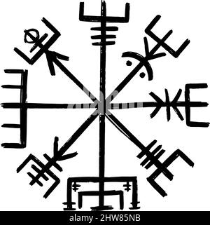 Vegvisir. Viking Compass graphic illustration Stock Vector