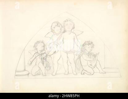 Art inspired by Four Musical Putti (in Sketch Book With Drawings on Twenty-six Leaves), ca. 1849, Graphite, Sheet (page): 7 7/8 x 10 7/8 in. (20 x 27.6 cm), Drawings, Frederic, Lord Leighton (British, Scarborough 1830–1896 London, Classic works modernized by Artotop with a splash of modernity. Shapes, color and value, eye-catching visual impact on art. Emotions through freedom of artworks in a contemporary way. A timeless message pursuing a wildly creative new direction. Artists turning to the digital medium and creating the Artotop NFT Stock Photo