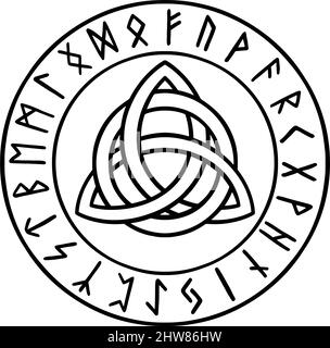 Celtic Knot symbol with Elder Futhark Runes Stock Vector