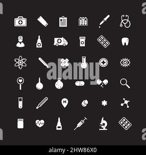 Medical icons isolated on black background. Vector illustration Stock ...