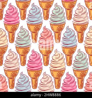 cute seamless pattern with colored ice cream Stock Vector