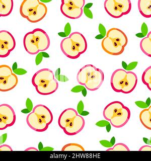 cartoon apple seamless pattern Stock Vector