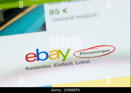 Rottweil, Germany. 03rd Mar, 2022. The logo of the online classifieds portal 'eBay Kleinanzeigen' can be seen on the app. Credit: Silas Stein/dpa/Alamy Live News Stock Photo