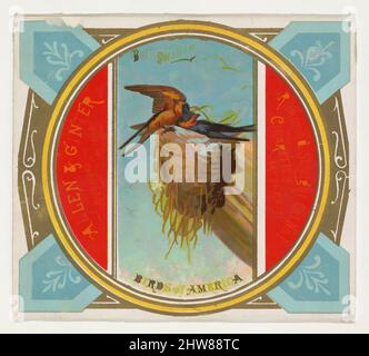 Art inspired by Barn Swallow, from the Birds of America series (N37) for Allen & Ginter Cigarettes, 1888, Commercial color lithograph, Sheet: 2 7/8 x 3 1/4 in. (7.3 x 8.3 cm), Trade cards from the 'Birds of America' series (N37), issued in 1888 in a set of 50 cards to promote Allen, Classic works modernized by Artotop with a splash of modernity. Shapes, color and value, eye-catching visual impact on art. Emotions through freedom of artworks in a contemporary way. A timeless message pursuing a wildly creative new direction. Artists turning to the digital medium and creating the Artotop NFT Stock Photo