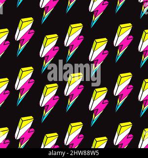 cute seamless background of colorful lightnings. vector illustration Stock Vector