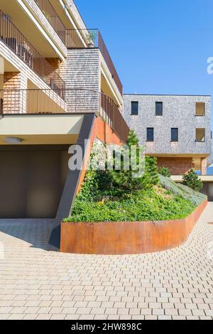 Gersau, Switzerland - March, 27, 2017: Modern architecture. Swiss outback, residential house in a small town. Stock Photo