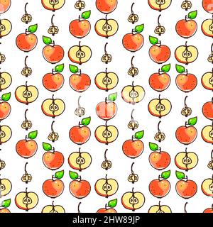 seamless background with cute orange apples Stock Vector