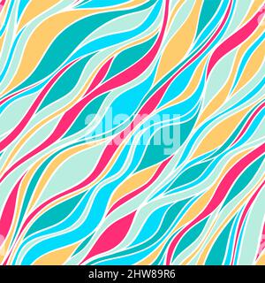 Seamless striped abstract blue and pink pattern Stock Vector