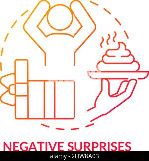 Negative surprises red gradient concept icon Stock Vector