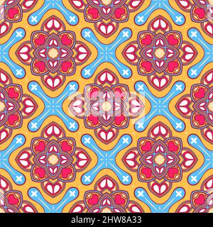 beautiful colorful nature abstract pattern with flowers and hearts Stock Vector