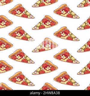 seamless background with slices of delicious pizza Stock Vector