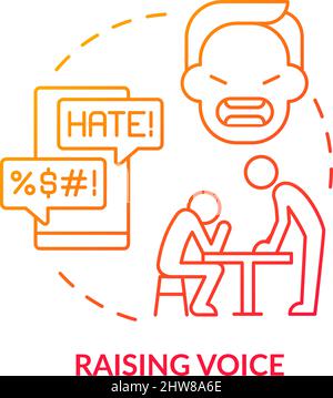 Raising voice red gradient concept icon Stock Vector