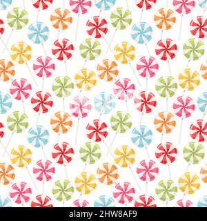 Cute seamless background with different color striped candy Stock Vector