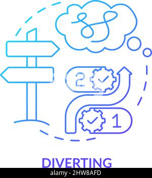 Diverting blue gradient concept icon Stock Vector