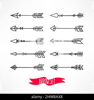Cute set with arrows on a background. hand-drawn illustration Stock Vector
