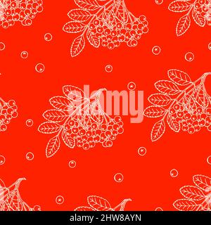 beautiful seamless pattern with bunches of sketch rowan. hand-drawn illustration Stock Vector