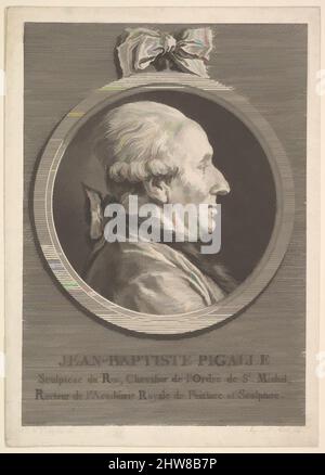Art inspired by Portrait of Jean-Baptiste Pigalle, 1782, Etching and engraving; third state of three (Bocher), Sheet: 7 11/16 × 5 1/2 in. (19.5 × 14 cm), Prints, Augustin de Saint-Aubin (French, Paris 1736–1807 Paris), After Charles Nicolas Cochin II (French, Paris 1715–1790 Paris, Classic works modernized by Artotop with a splash of modernity. Shapes, color and value, eye-catching visual impact on art. Emotions through freedom of artworks in a contemporary way. A timeless message pursuing a wildly creative new direction. Artists turning to the digital medium and creating the Artotop NFT Stock Photo