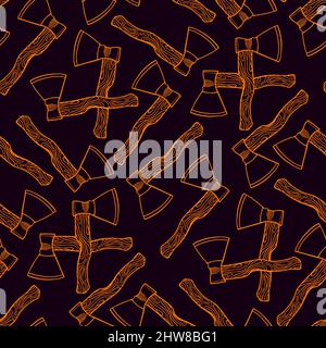 cute seamless dark pattern of sketch axes. hand-drawn illustration Stock Vector