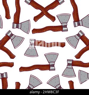 cute seamless pattern of sketch axes. hand-drawn illustration Stock Vector