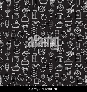 Seamless background of Food and Drink icons. Vector illustration Stock Vector