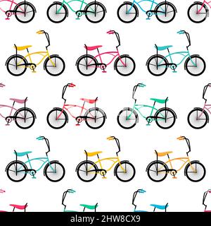 seamless vector background cute of retro bicycles Stock Vector