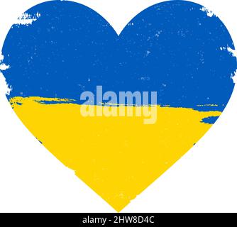 grungy heart shaped Ukranian flag isolated on white, vector illustration Stock Vector