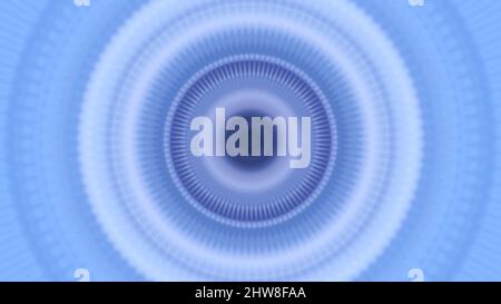 Abstract blue and white pulsating circles, virtual reality radial interface. Music equalizer with pulsating and vibrating rings, seamless loop. Stock Photo