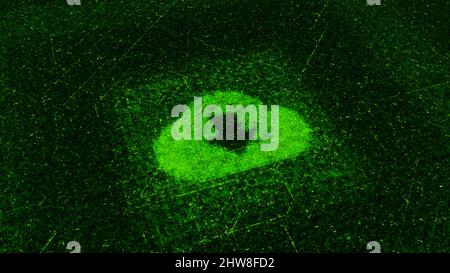 Animation of icon of downloaded files appearing in cloud. Animation. Glowing particles form cloud icon on electronic field. Cloud sign changes to sign Stock Photo