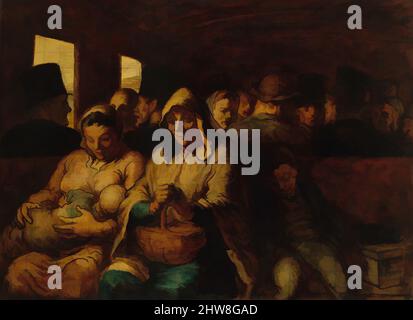 Art inspired by The Third-Class Carriage, ca. 1862–64, Oil on canvas, 25 3/4 x 35 1/2 in. (65.4 x 90.2 cm), Paintings, Honoré Daumier (French, Marseilles 1808–1879 Valmondois), As a graphic artist and painter, Daumier chronicled the impact of industrialization on modern urban life in, Classic works modernized by Artotop with a splash of modernity. Shapes, color and value, eye-catching visual impact on art. Emotions through freedom of artworks in a contemporary way. A timeless message pursuing a wildly creative new direction. Artists turning to the digital medium and creating the Artotop NFT Stock Photo