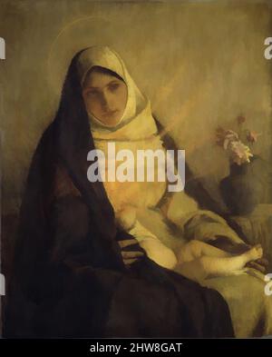 Art inspired by Madonna of the Rose, 1885, Oil on canvas, 33 3/4 x 27 in. (85.7 x 68.6 cm), Paintings, Pascal-Adolphe-Jean Dagnan-Bouveret (French, Paris 1852–1929 Quincey, Classic works modernized by Artotop with a splash of modernity. Shapes, color and value, eye-catching visual impact on art. Emotions through freedom of artworks in a contemporary way. A timeless message pursuing a wildly creative new direction. Artists turning to the digital medium and creating the Artotop NFT Stock Photo
